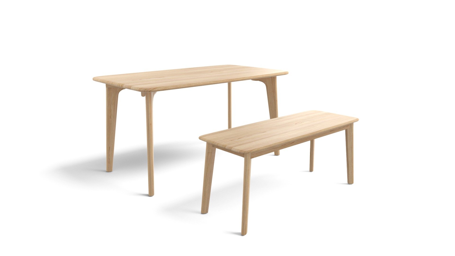 Fjord Table And Bench Set, Oak — Sketchfab embed 3D viewer
