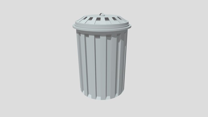 Low Poly Metal Trash Bin (Game Asset) 3D Model