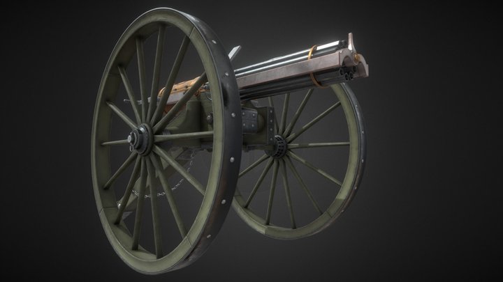 1865 Colt Gatling Gun 3D Model