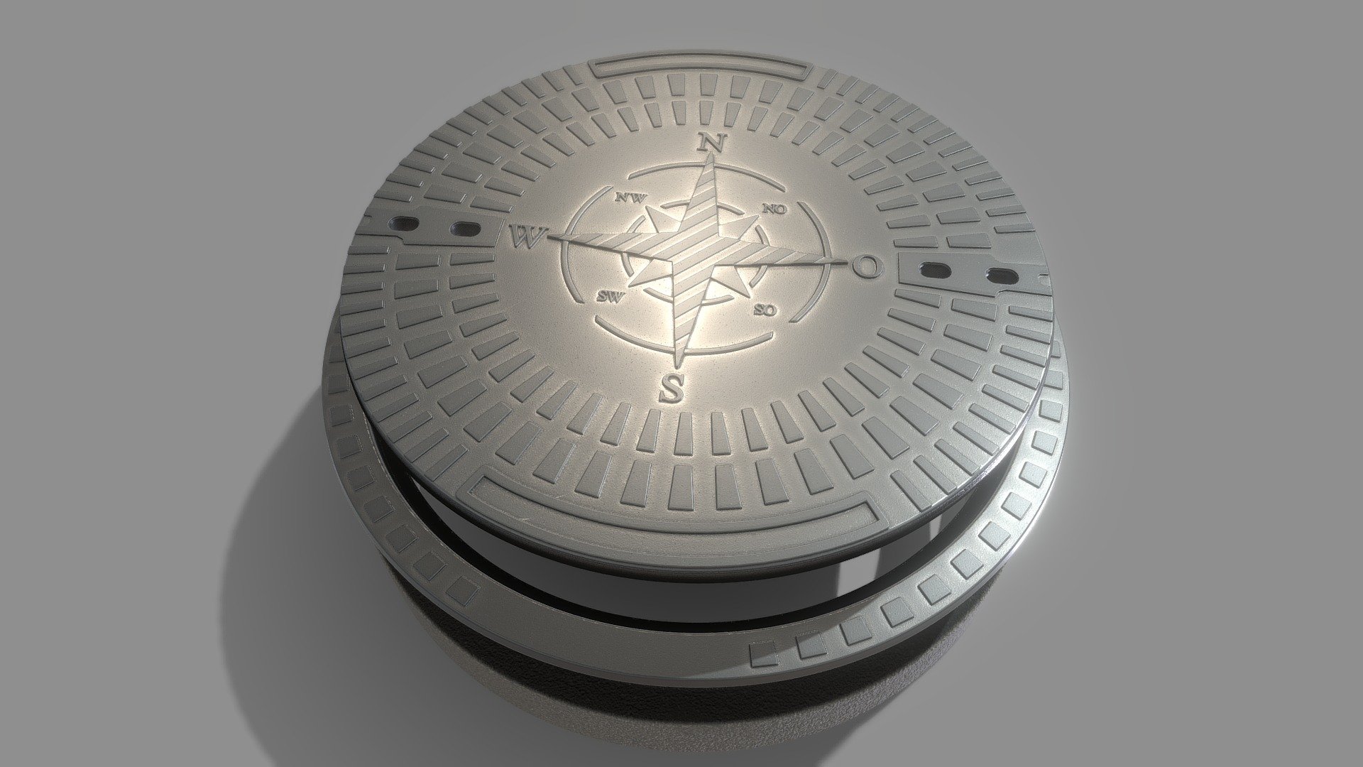Sewer Cover 4 Textured High-Poly Version