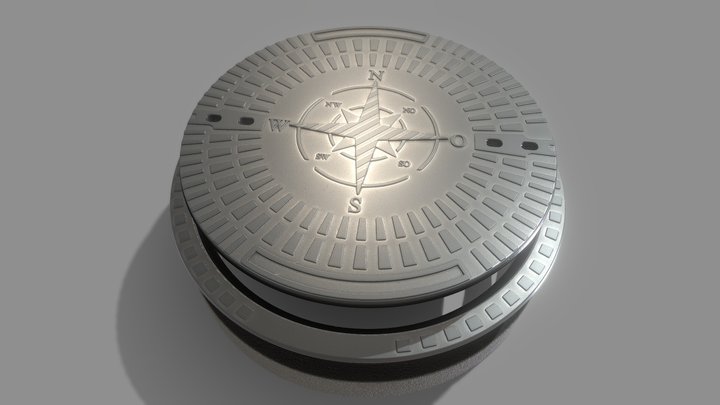 Sewer Cover 4 Textured High-Poly Version 3D Model