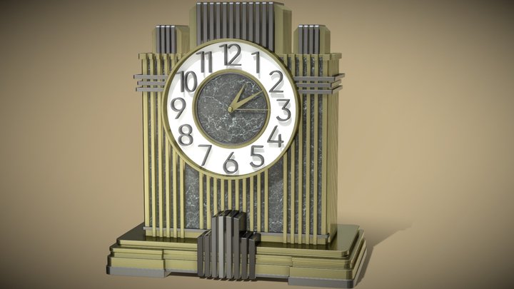 Art Deco Table Clock 3D Model