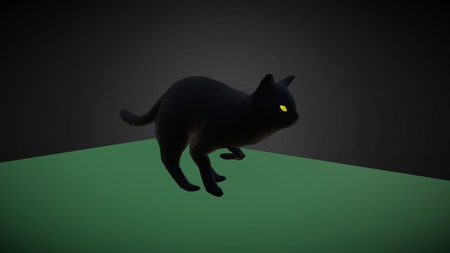Black Cat Running 3D Model