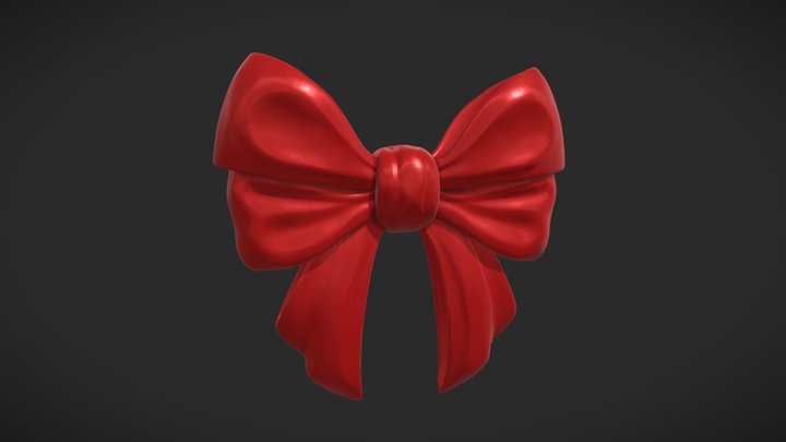 Knotted Red Bow 3D Model