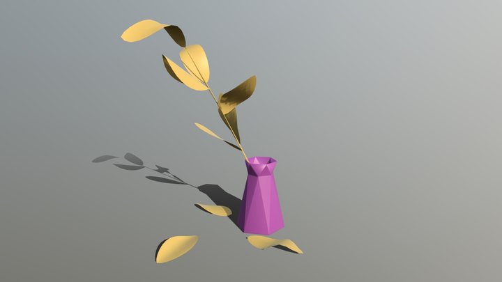 Vase and dry leaves 3D Model