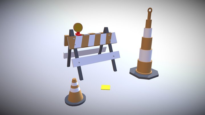 LOW-POLY TRAFFIC MARKERS 3D Model