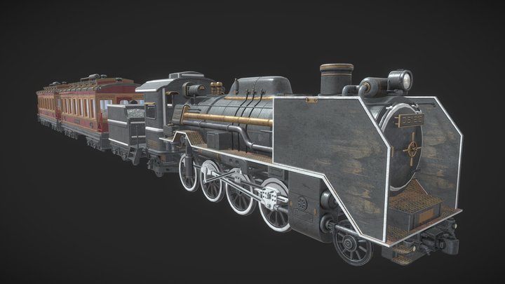 Steampunk Locomotive 3D Model