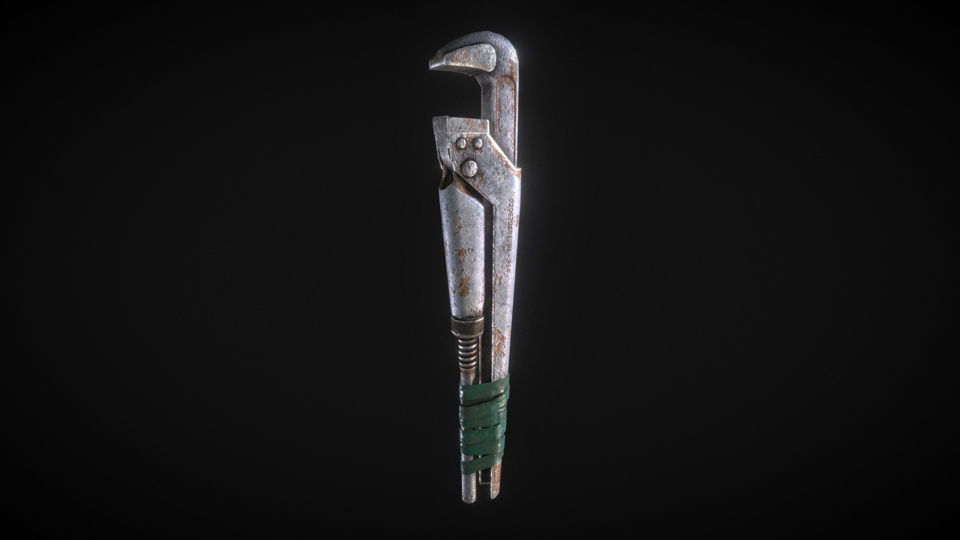 3D model Gas wrench - This is a 3D model of the Gas wrench. The 3D model is about a silver and black sword.