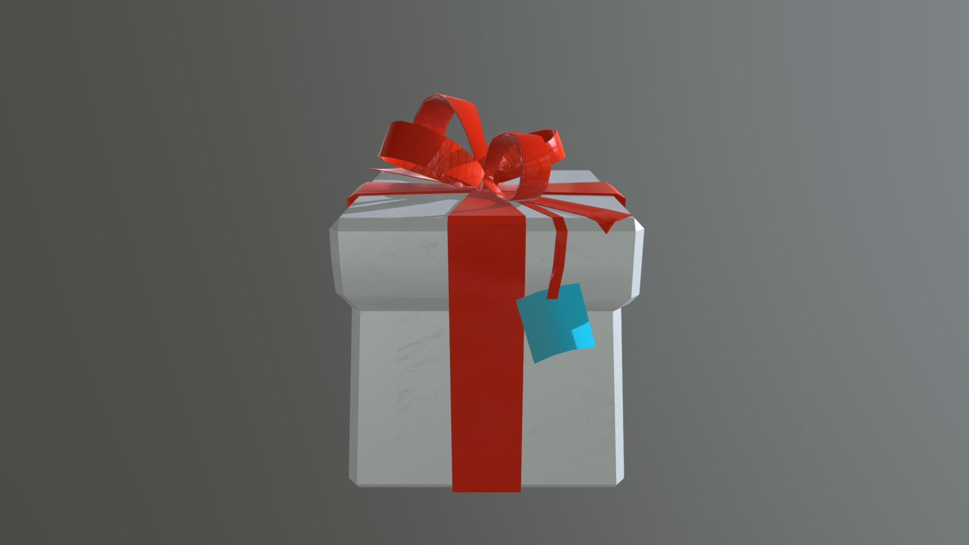 3D model Present - This is a 3D model of the Present. The 3D model is about a red ribbon tied around a white box.