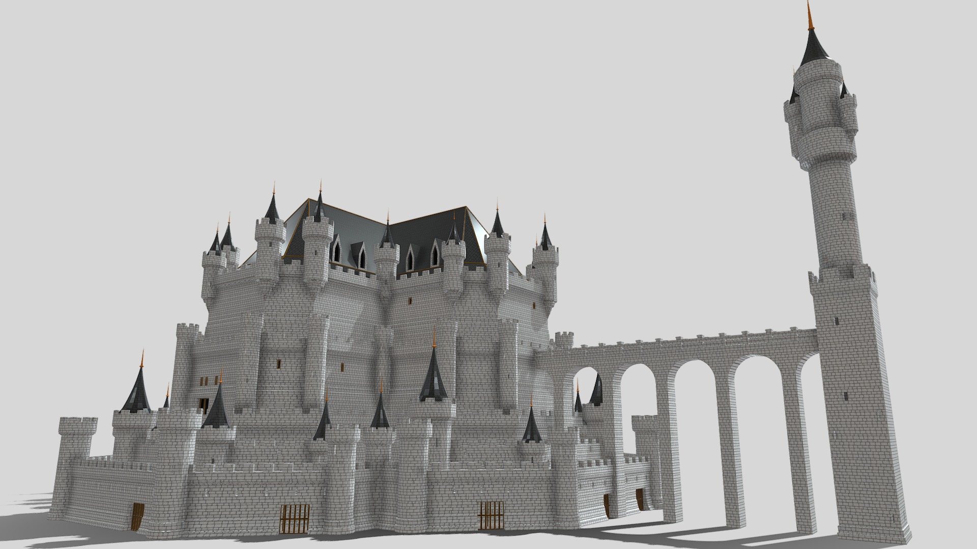 3D model Fantasy Castle 012 - This is a 3D model of the Fantasy Castle 012. The 3D model is about a castle with towers.
