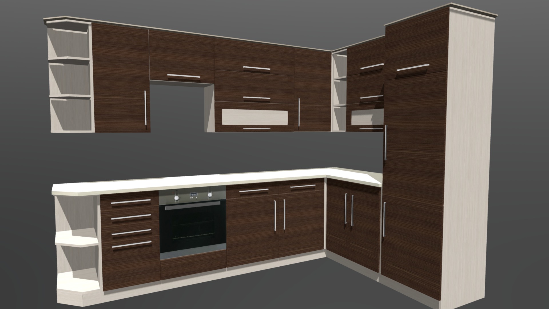 3D model Kitchen cabinet 2 - This is a 3D model of the Kitchen cabinet 2. The 3D model is about a kitchen with a black cabinet.