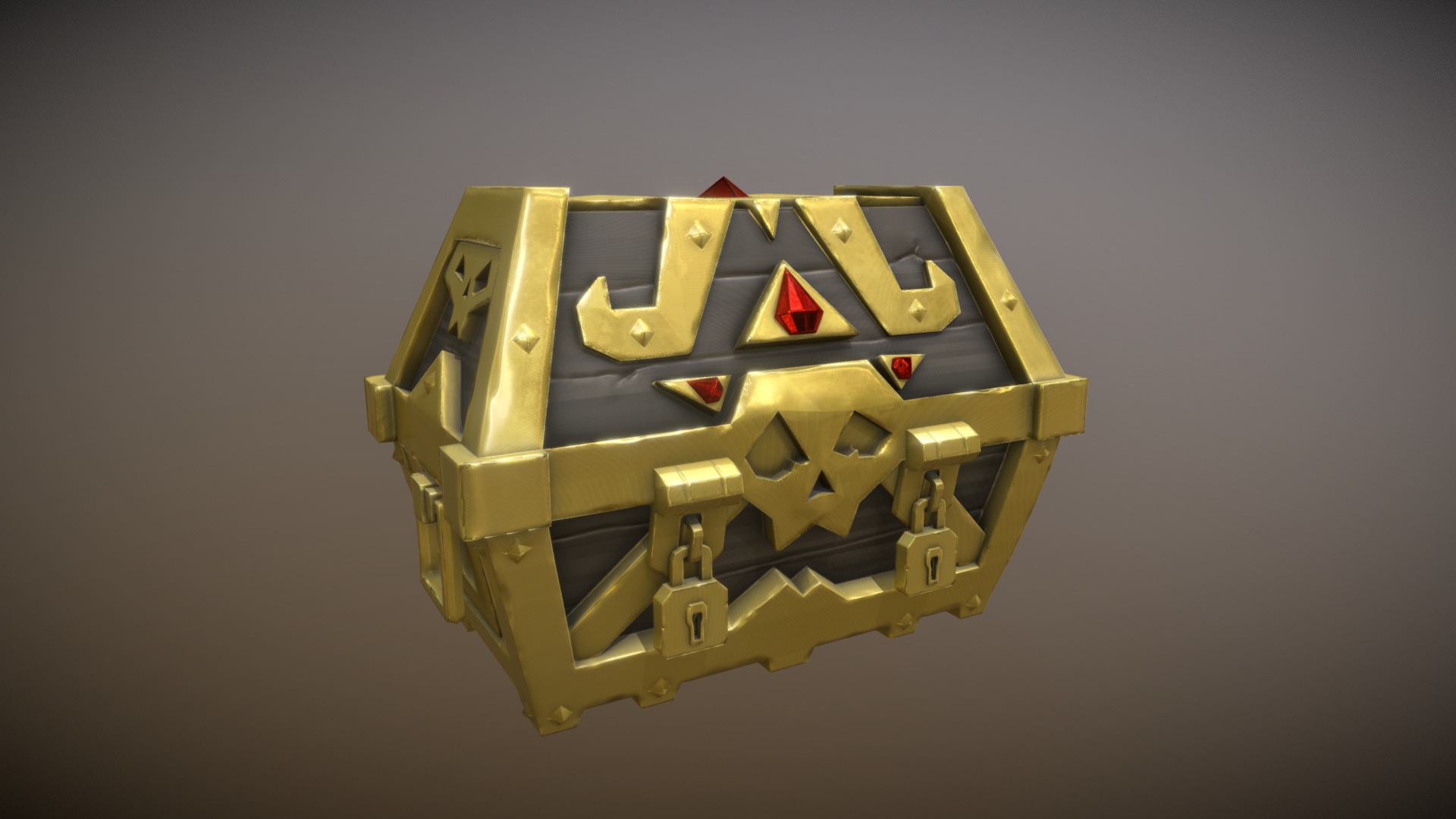 3D model Sea of Thieves style Treasure Chest - This is a 3D model of the Sea of Thieves style Treasure Chest. The 3D model is about a yellow and black electronic device.