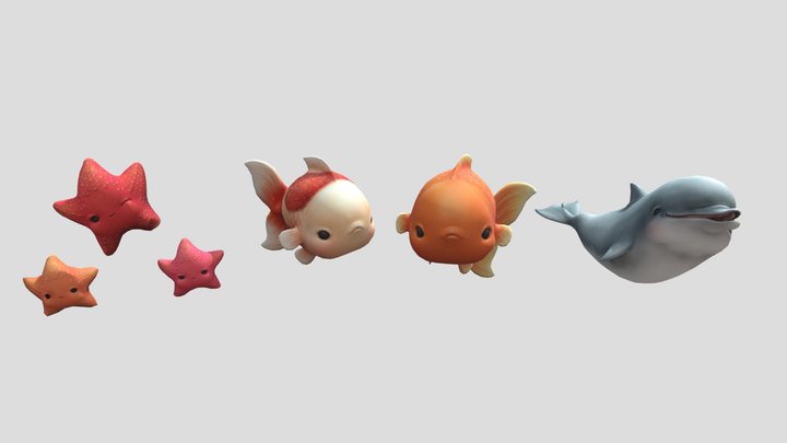 cute ocean Pets 3D Model