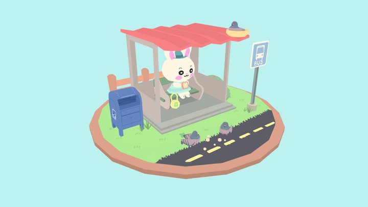 Bunny waiting for bus 3D Model