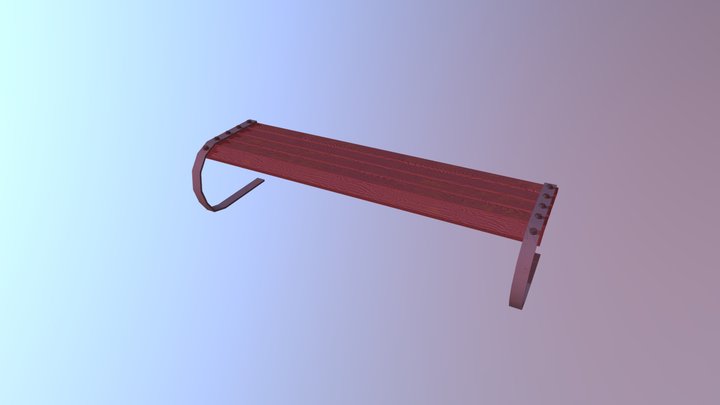 Red Wooded Bench 3D Model