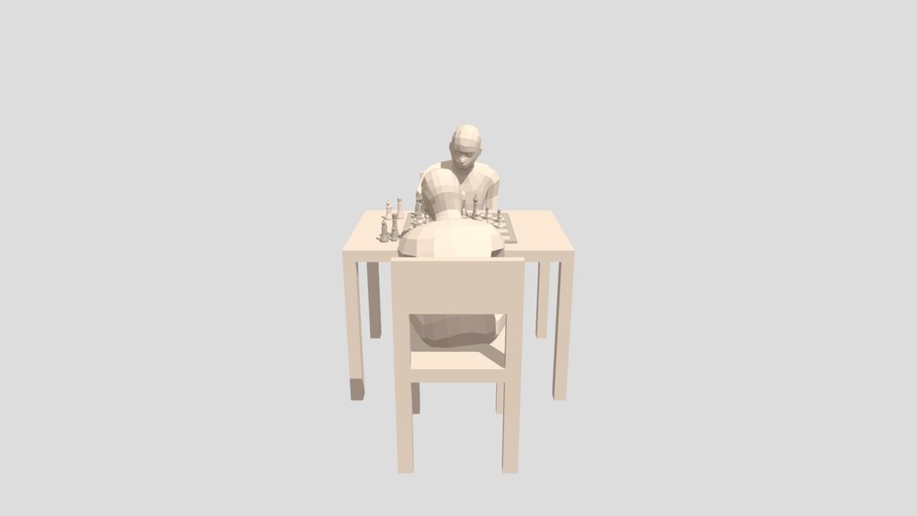 Low Poly Kids Playing Chess