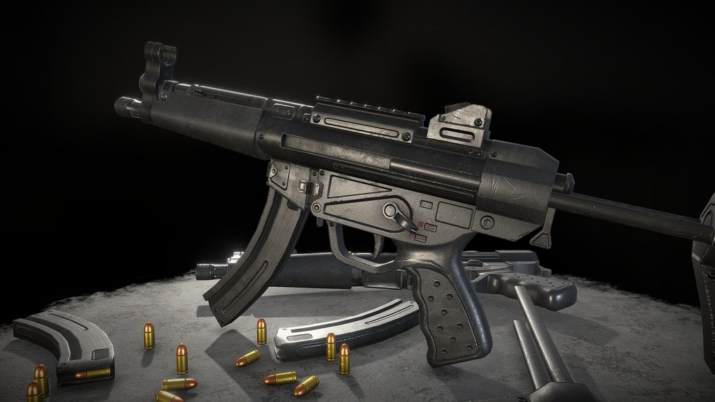 MP5 submachinegun — low-poly weapons 3D model by Michael Karel