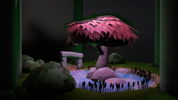 Tree in the pond 3D Model
