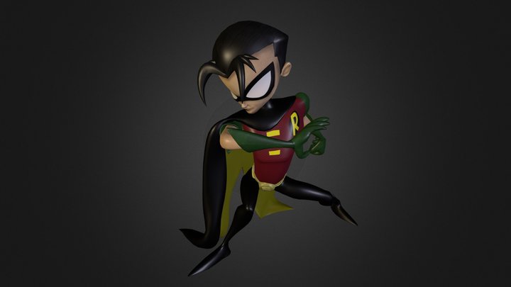 robin of teen titans go 3d rigged textured Low-poly 3D Model