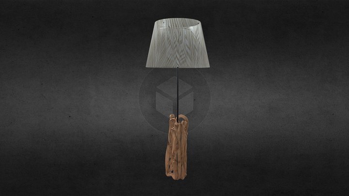 Lámpara de tela y madera 3D Model