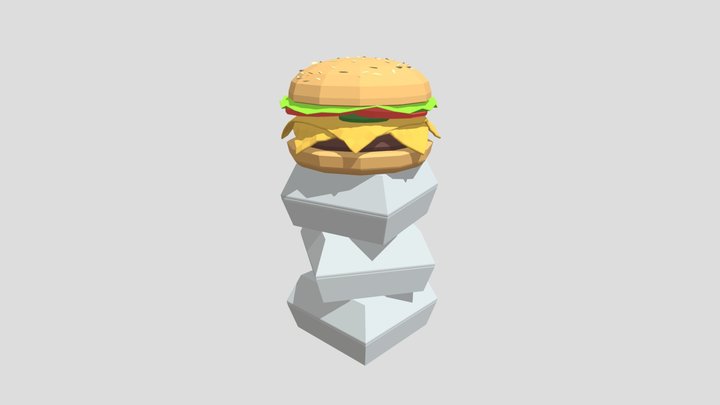 Burger Beeld Met Karton 3D Model