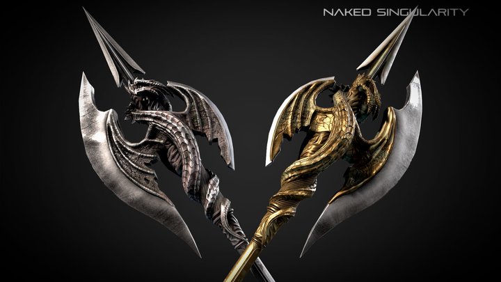 Dragon Halberd | Medieval dark fantasy weapon 3D Model