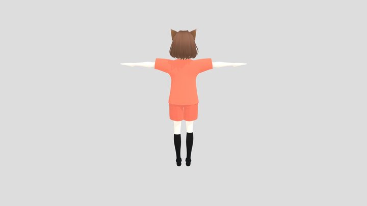Neko girl RIG 3D Model