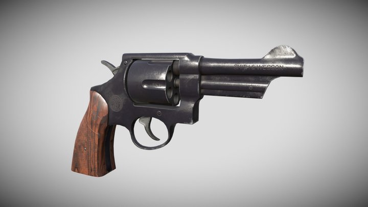 1950's Gun Revolver 45cal 3D Model