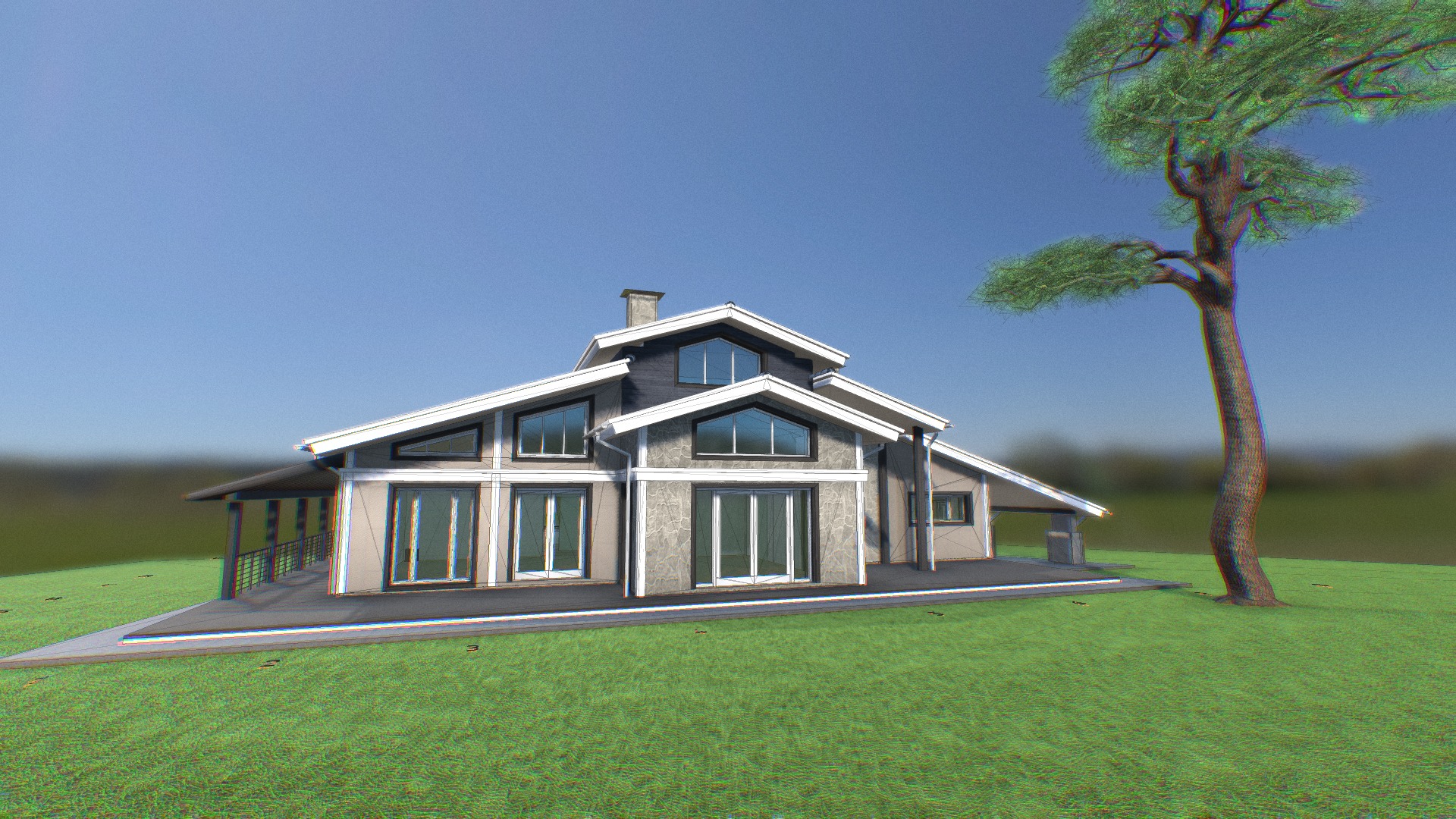 3D model Cocept - This is a 3D model of the Cocept. The 3D model is about a house with a tree in the front.