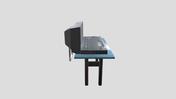 Textured pc and desk 3D Model