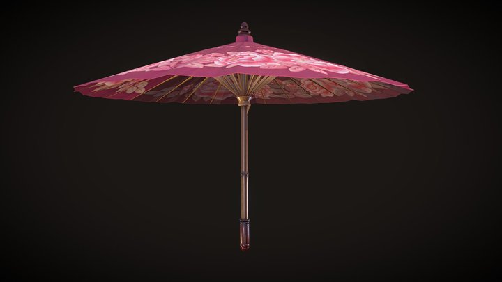 Bamboo parasol, sun umbrella 3D Model