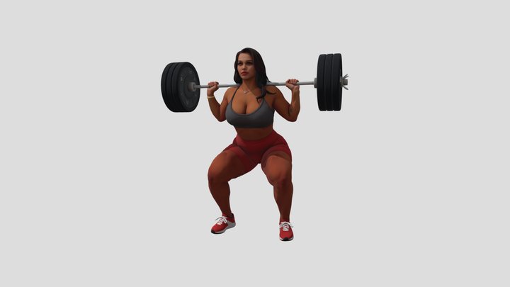 Woman squatting barbell