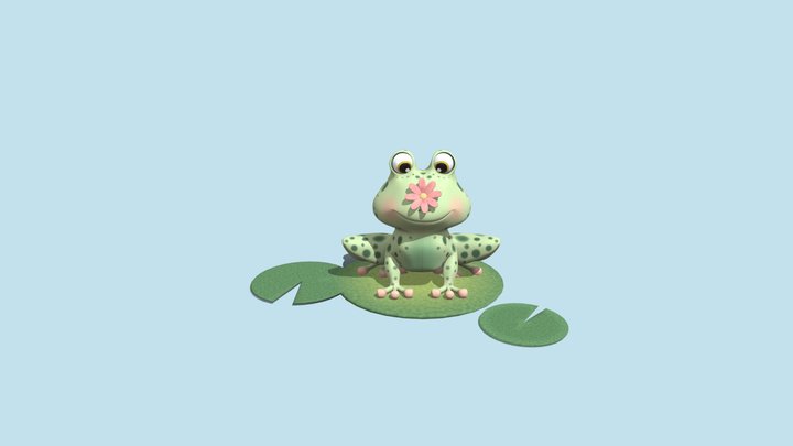 Cute Flower Frog 3D Model