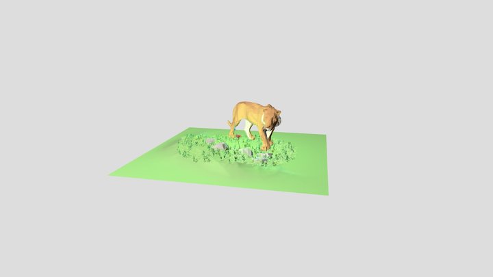 lowpoly Tiger Flower Grass (free) 3D Model