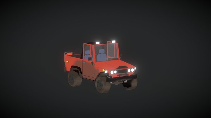the low poly jeep ''Open season'' cartoon 3D Model