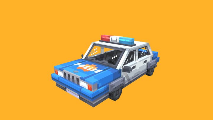 PixelMine | Blue Police Car 3D Model