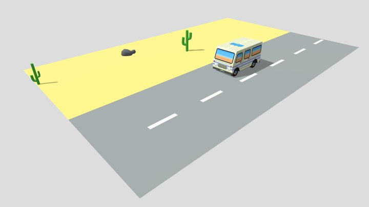 Cute bus travel 3D Model