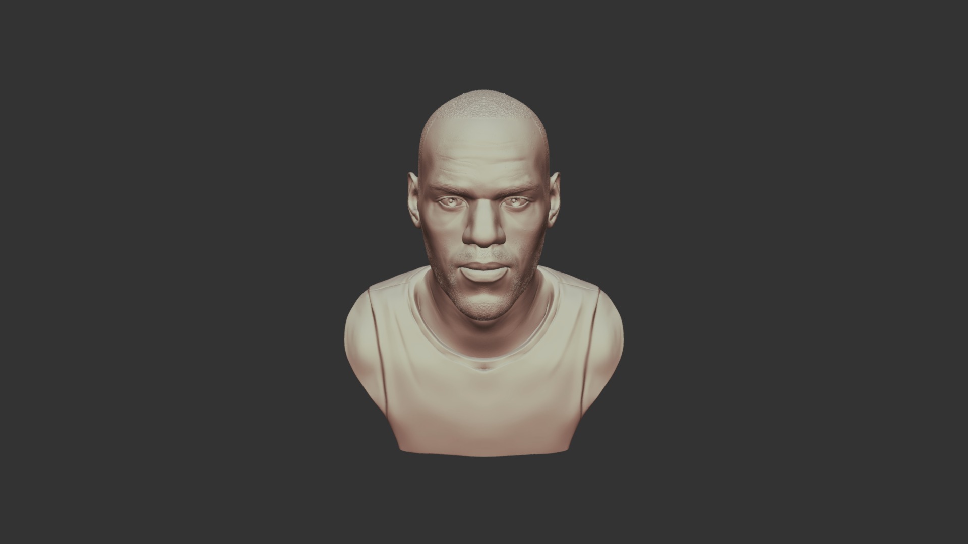 3D model LeBron James 3D Sculpture - This is a 3D model of the LeBron James 3D Sculpture. The 3D model is about a bald woman with no shirt.