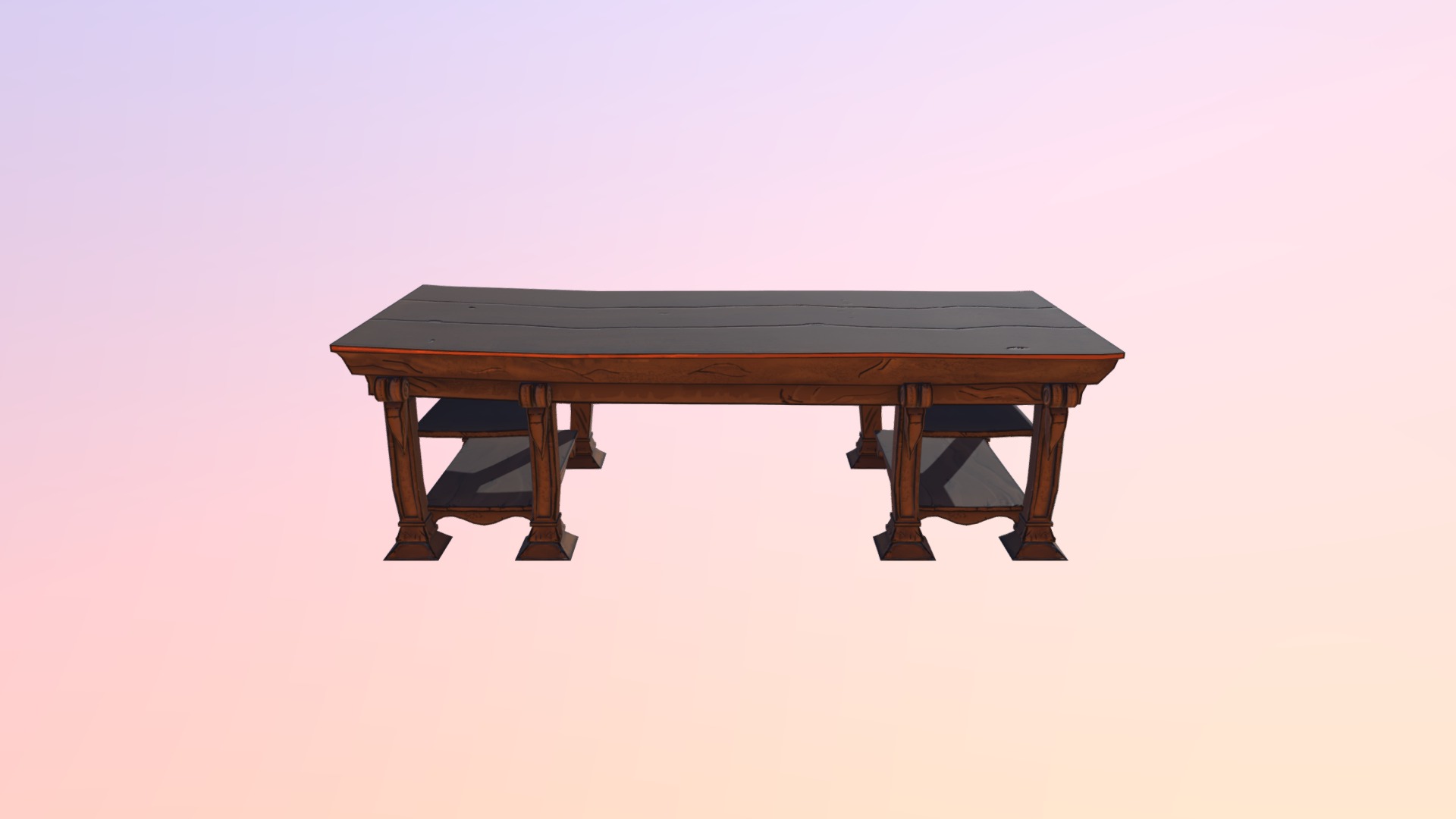 3D model Table stylized - This is a 3D model of the Table stylized. The 3D model is about a wooden table with a blue top.
