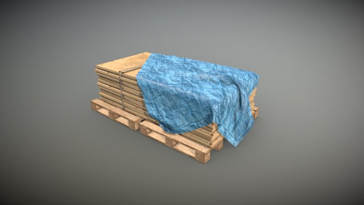 Plywood pile with tarp 3D Model