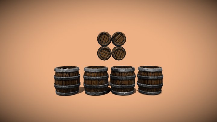 Stylized Barrels 3D Model