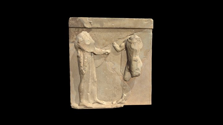 Athenian Treasury Μetope 05 - Athena & Theseus 3D Model