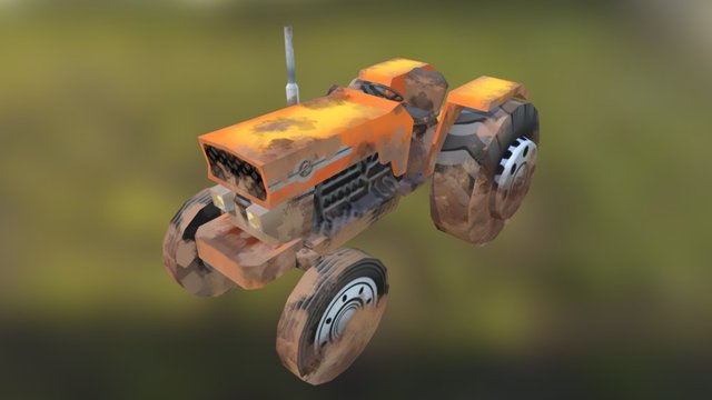 Lo-Poly Tractor 3D Model