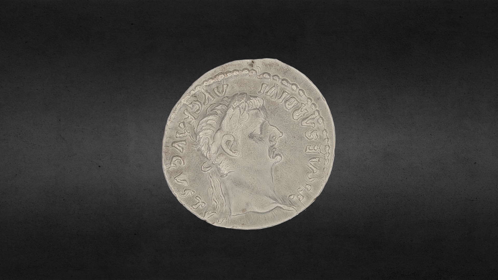3D model Denario di Tiberio - This is a 3D model of the Denario di Tiberio. The 3D model is about a coin with a design on it.
