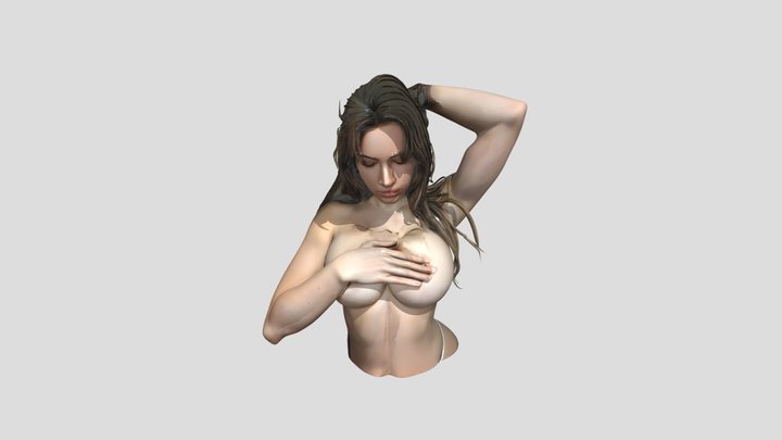 A nude woman with hands on chest 3D Model