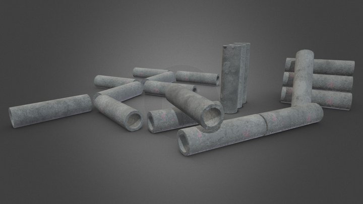 Cement Pipe- Pack 01 3D Model