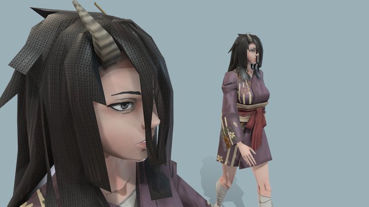 Kimono Oni Girl 3D Model