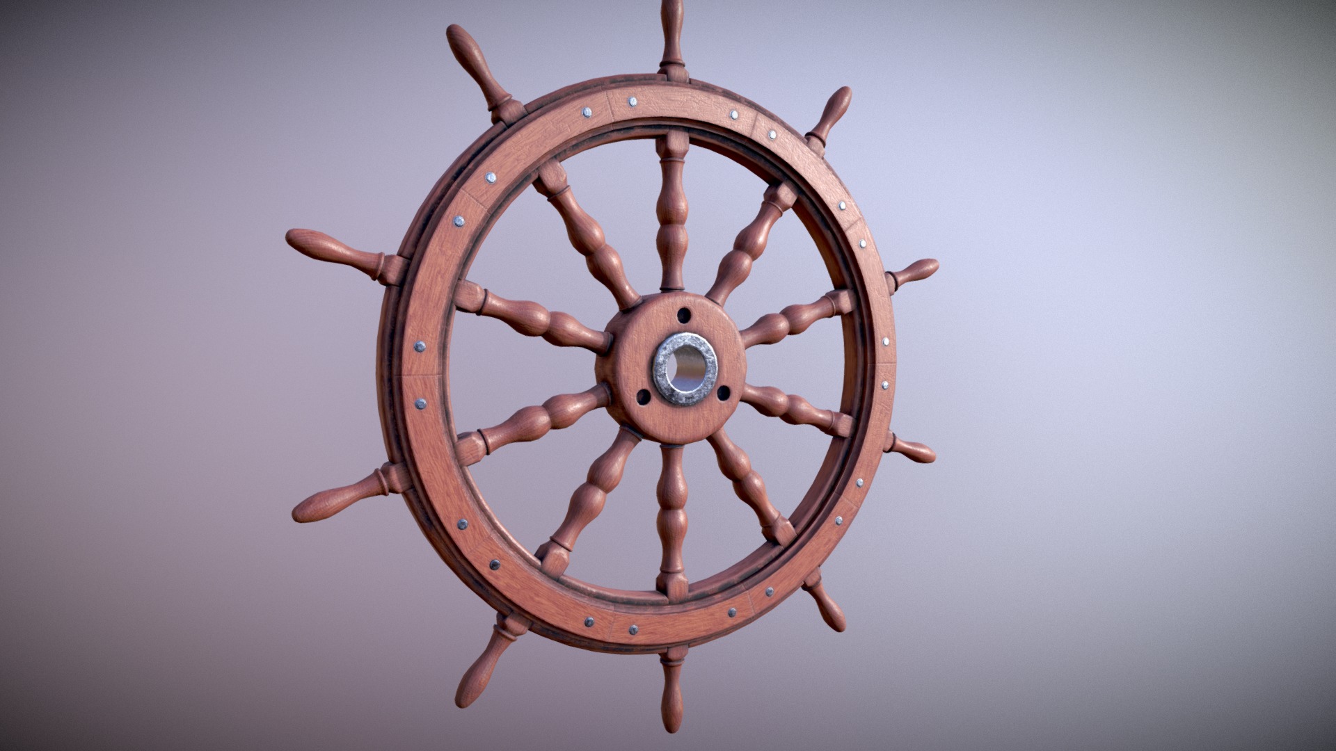 3D model Hand Wheel of ships PBR low poly - This is a 3D model of the Hand Wheel of ships PBR low poly. The 3D model is about a wooden wheel with a round metal rim.