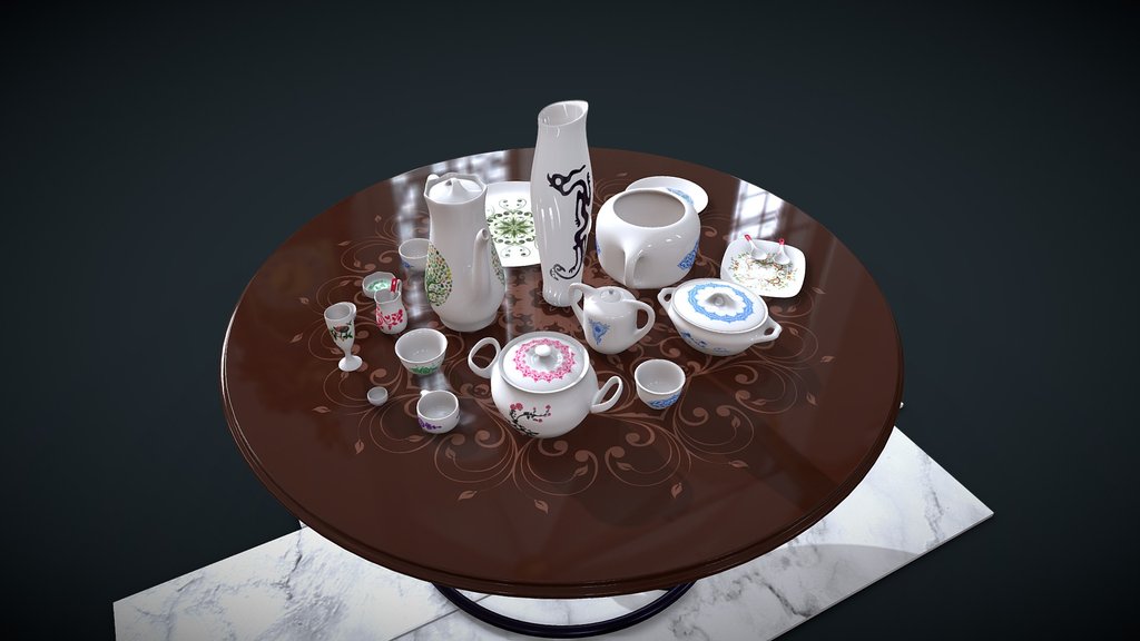 Dish set: bowl, cup, mug, spoon, teapot, vase...