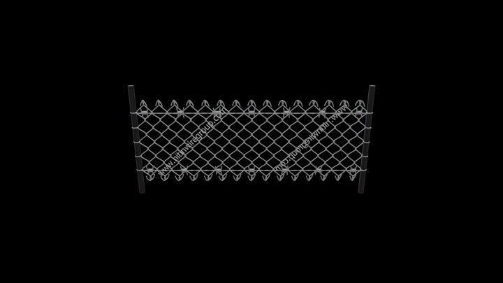 CH005 | Chainlink Knuckle-end | 2 Barbed wire. 3D Model